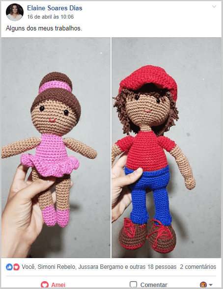 imagem de divulgação de amigurumi do facebook